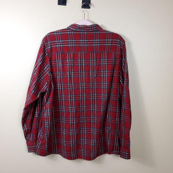 L.L. Bean Red Plaid Long Sleeve Button Down Flannel Shirt Size XL - Picture 6 of 10